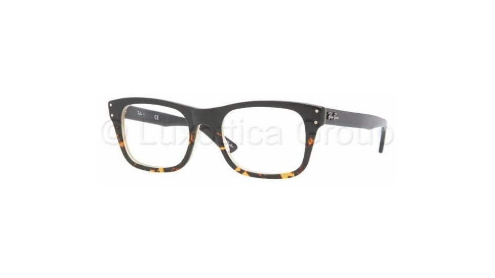 Ray-Ban RX5227 Single Vision Prescription Eyewear 5028-5220 - Black Grad Havana/Yel 