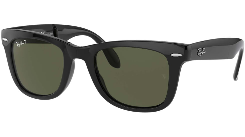 Ray-Ban Wayfarer Folding Sunglasses RB4105 601-58-5022 - Black Frame, Crystal Green Polar 50 mm Lenses