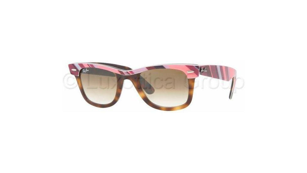 Ray-Ban Wayfarer II Bifocal Sunglasses RB2143 with Lined Bi-Focal Rx Prescription Lenses RB2143-102651-4722 - Lens Diameter: 47 mm, Frame Color: Top Text. Str. Pink. Vio On Hav