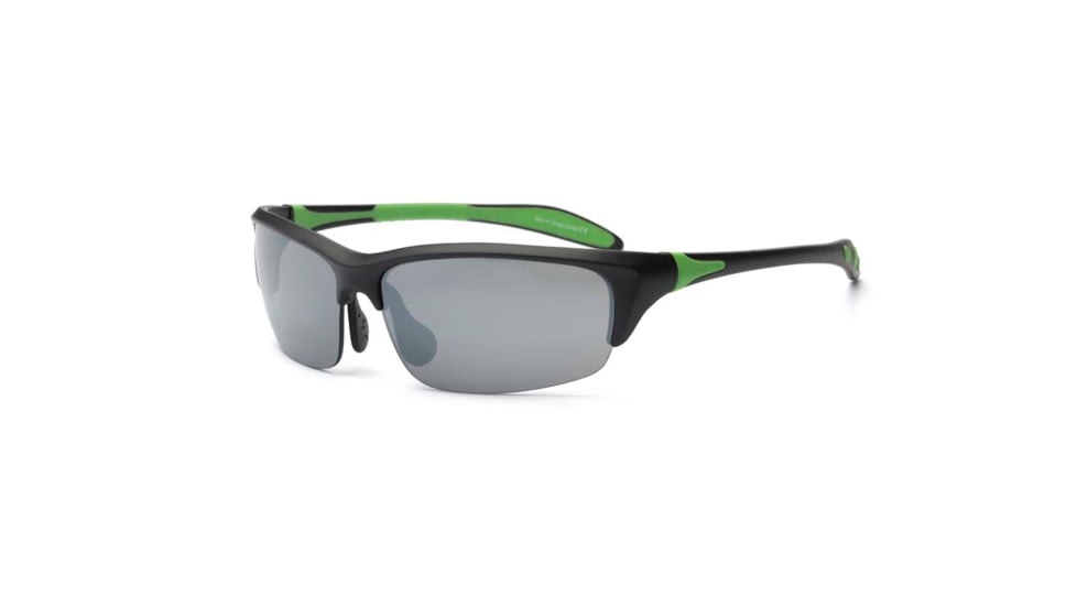 Real Kids Shades Black/Lime Green Blade Frame Polycarbonate with Silver Mirror Lens 10+, Unisex 10BLDBKLM