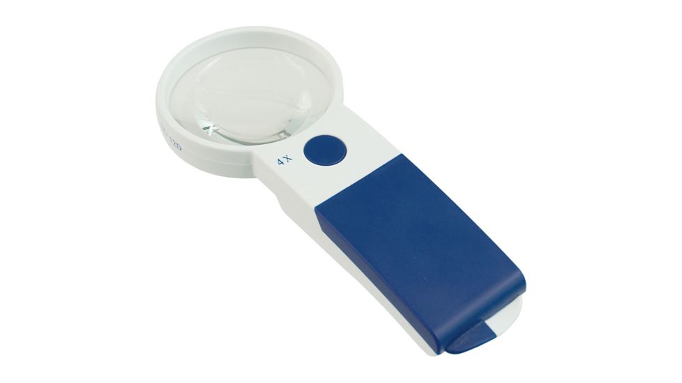 Reizen EZ Touch 4X12D LED Handheld Magnifier Loupe - Round Lens 70mm, White/Blue R6502