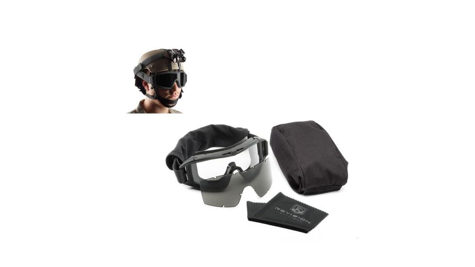 Revision Desert Locust Military Goggle &amp; PDQ Quick Release System Combo, Black 4-0309-9509