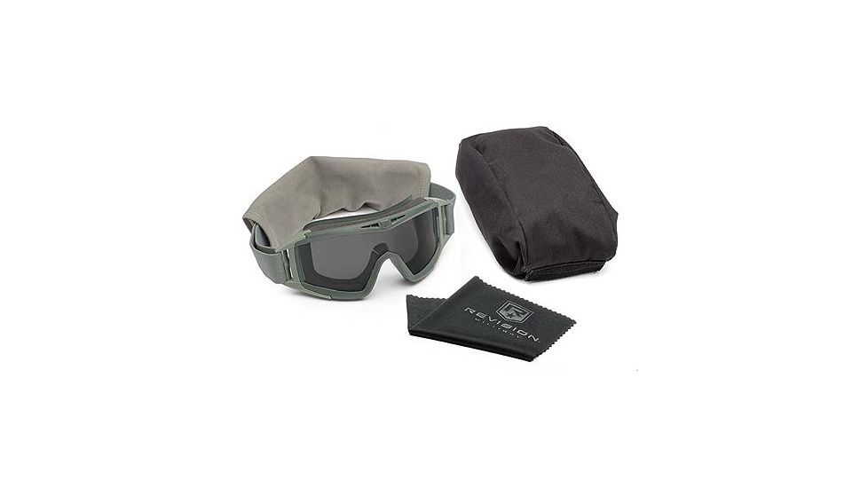 Revision Military Eyewear Desert Locust Extreme Weather Goggles - Smoke Lens, Green Frame - Basic Kit