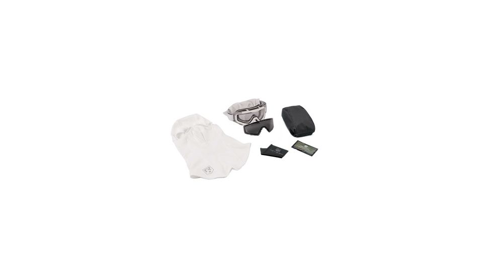 Revision Snowhawk U.S. Military Goggle System w/ Clear and Smoke Lenses, White Frame, 4-0100-0001