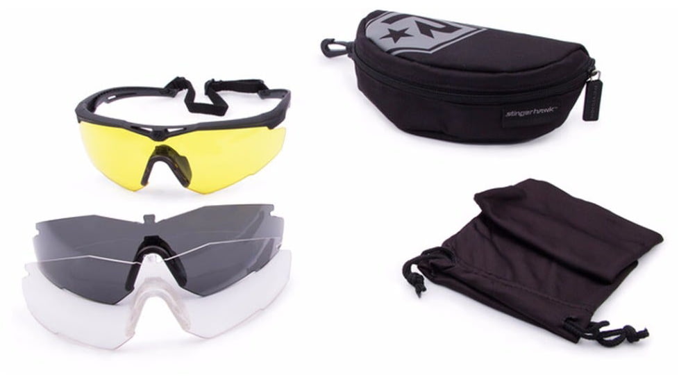 Revision Stingerhawk Deluxe Kits, Lens Yellow, Clear and Smoke, Frame Black, Large, 4-0152-0035
