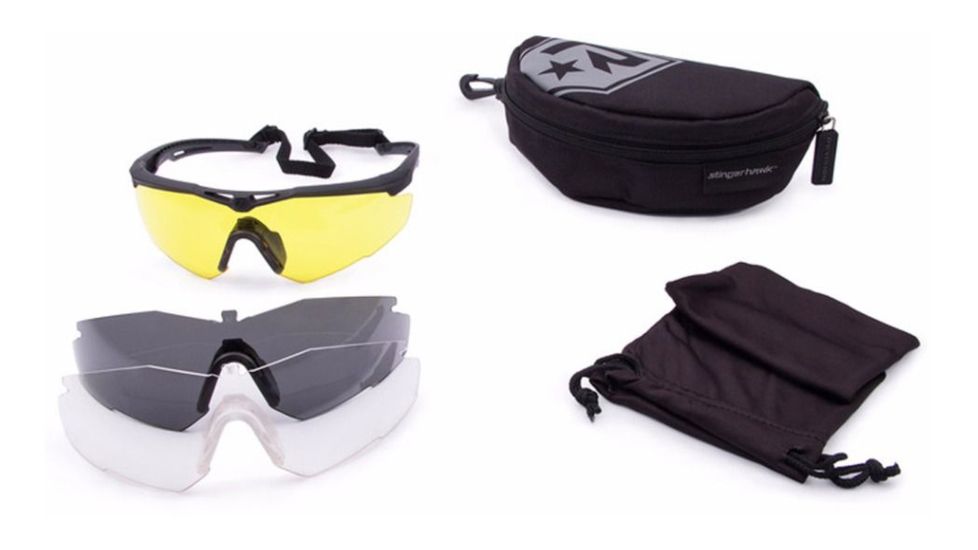 Revision Stingerhawk Eyewear Deluxe Kit, Clear/Solar/Yellow Lens, Black Frame, Regular, 4-0152-0000