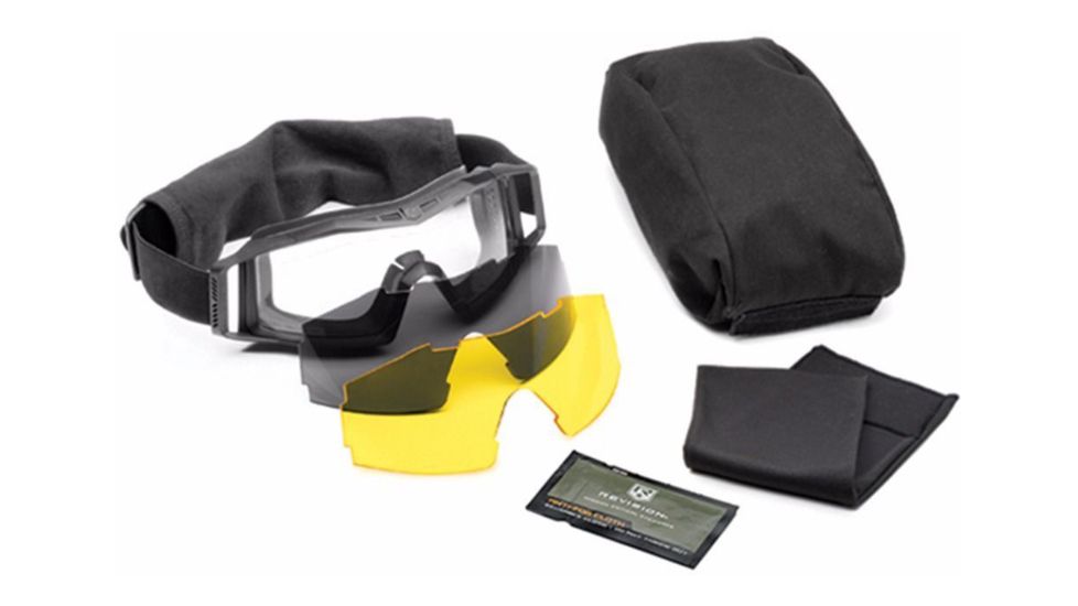 Revision Wolfspider Goggle Deluxe Kit, Clear/Solar Yellow Lens, Black Frame, 4-0307-0235