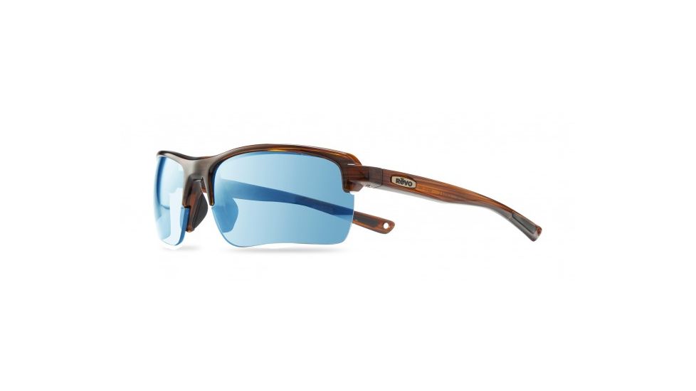 Revo Crux C Single Vision Prescription Sunglasses, Brown Woodgrain Frame, Polarized, RE 1021 02 BLSV