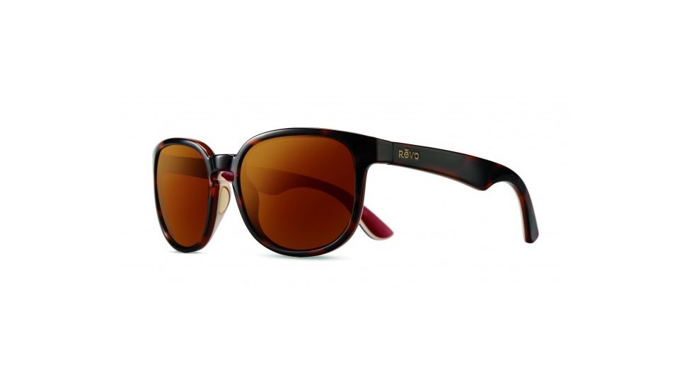 Revo Kash Single Vision Prescription Sunglasses, Tort/Bone/Red Frame, Polarized, RE 1028 02 ORSV