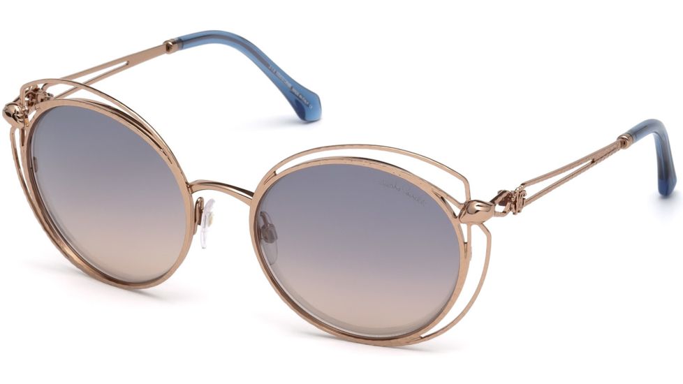 Roberto Cavalli RC1030 Sunglasses - Shiny Light Bronze Frame Color, Blu Mirror Lens Color