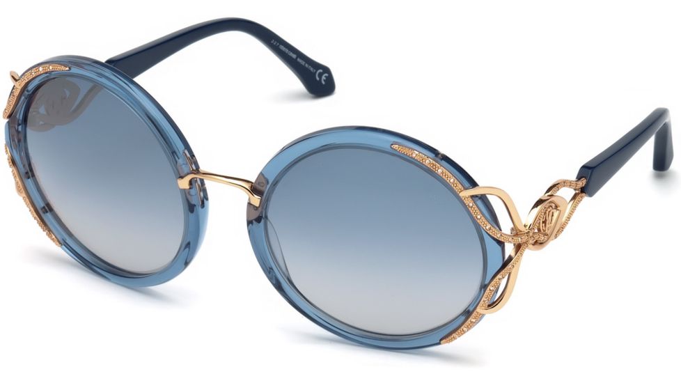 Roberto Cavalli RC1076 Sunglasses - Shiny Blue Frame Color, Blu Mirror Lens Color