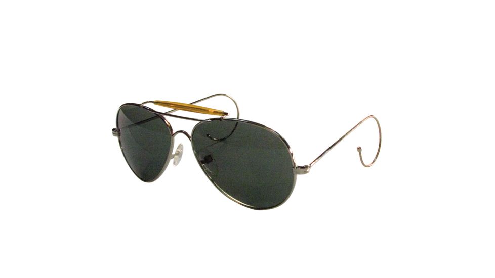 Rothco Aviator Air Force Style Sunglasses, Green, Military Printed Case and Box, 10200-Green-MilitaryPrintedCaseBox