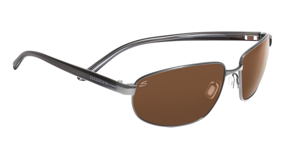 Serengeti Trapani Sunglasses - Shiny Gunmetal/Gray Stripe Frame, Drivers Polarized Lenses 7598