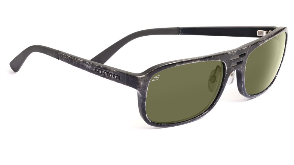 Serengeti Volterra Sunglasses - Satin Black/Gray Stripe Frame, Drivers Polarized Lenses 7594