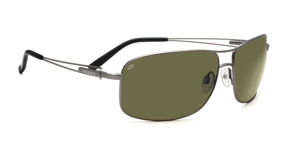 Serengeti San Remo Sunglasses - Satin Black/Gray Stripe Frame, 555nm Polarized Lenses 7604