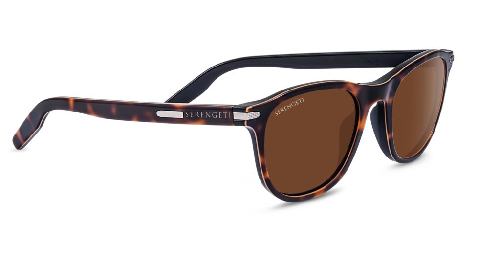 Serengeti Andrea Sunglasses,Shiny Dark Tortoise/Black Frame,Polarized Drivers Round Lens 8464