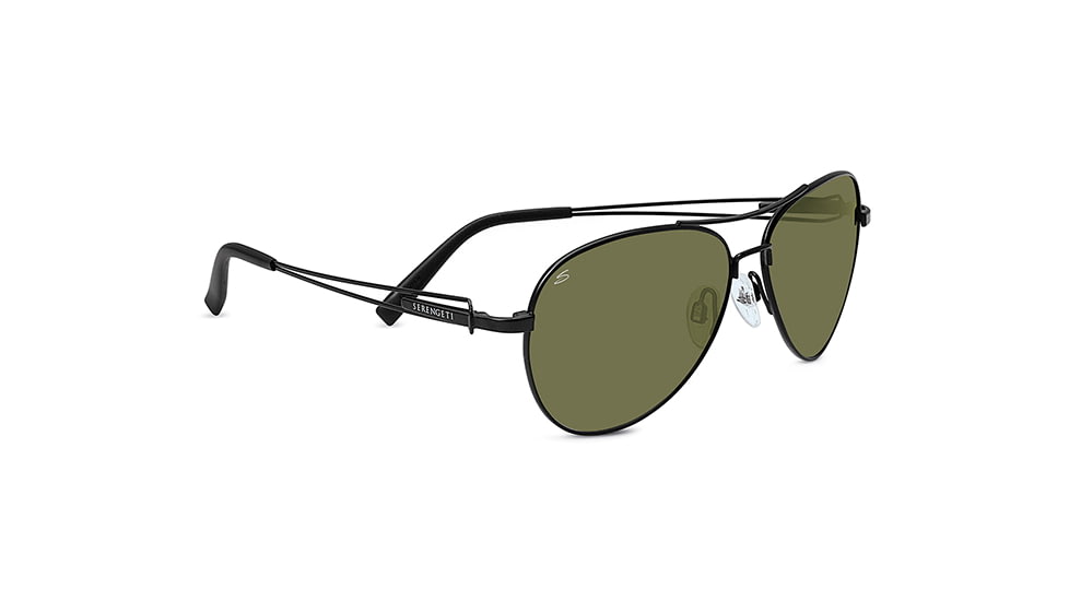 Serengeti Brando Sunglasses, Pilot Satin Black Frame, 555nm Lens 7886