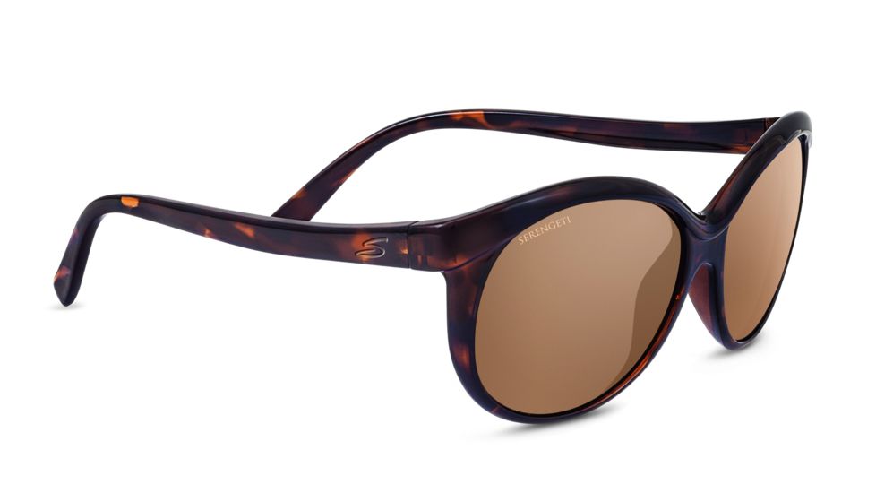 Serengeti Caterina Sunglasses,Shiny Tortoise Frame,Polarized Drivers Gold Round Lens 8430