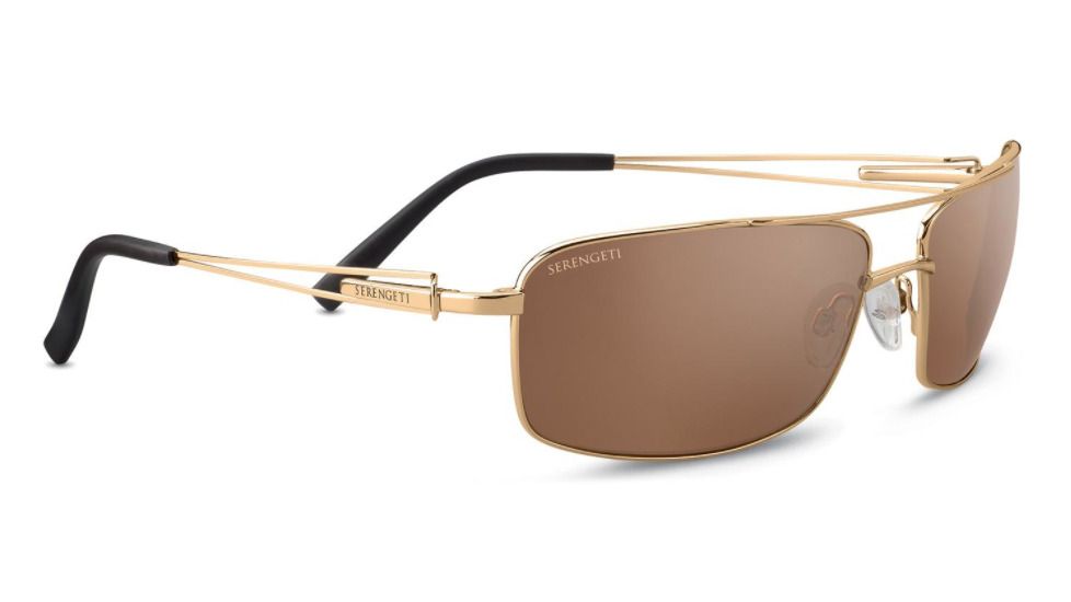 Serengeti Dante Single Vision Prescription Sunglasses, Shiny Bold Gold Frame, Polarized, Photochromic, 8566SV