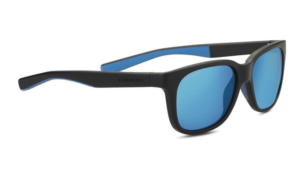 Serengeti Egeo Single Vision Prescription Sunglasses, Sanded Black / Blue Frame, Polarized, Photochromic, 8679SV