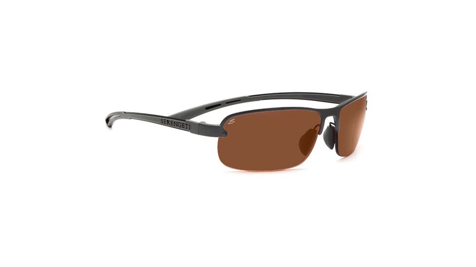 Serengeti Strato Single Vision Rx Sunglasses Shiny Dark Gunmetal Frame 7682