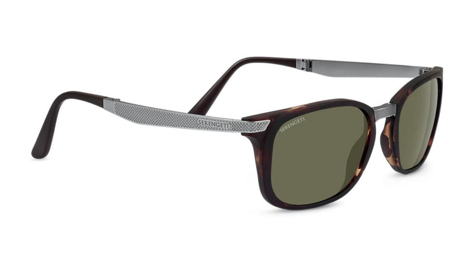 Serengeti Volare Single Vision Prescription Sunglasses, Satin Tortoise / Satin Medium Gunmetal Frame, Polarized, Photochromic, 8497SV