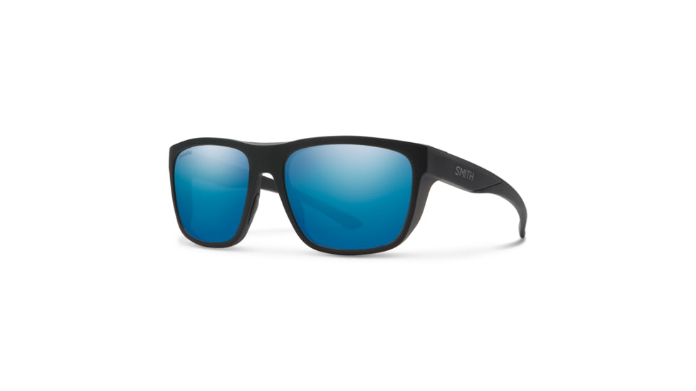 Smith Barra Sunglasses, Matte Black Frame, ChromaPop Polarized Blue Mirror Lens, 20126800360QG