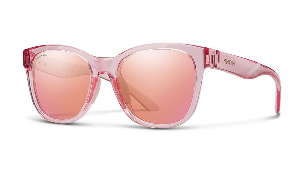 Smith Caper Sunglasses - Womens, Pink Crystal Frame, Chromapop Contrast Rose Flash Lens, 20104235J53XA