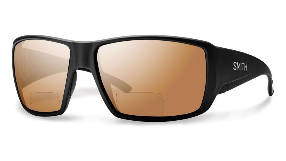 Smith Guide's Choice Bifocals Sunglasses, Matte Black Frame, Polarized Copper Mirror 2.00 Lens, GCMBCM200