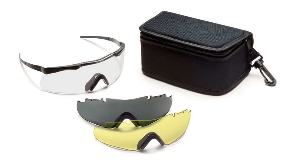 Smith Elite Aegis Echo Compact Safety Glasses w/ Gray &amp; Yellow Spare Lens, Tan 499 Frame AECHACT49912-3R