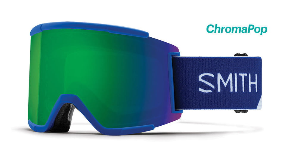 Smith Squad XL ChromaPop Goggles Men's, Klein Blue Split/ChromaPop Everyday Green Mirror SQX2CPGKBB18