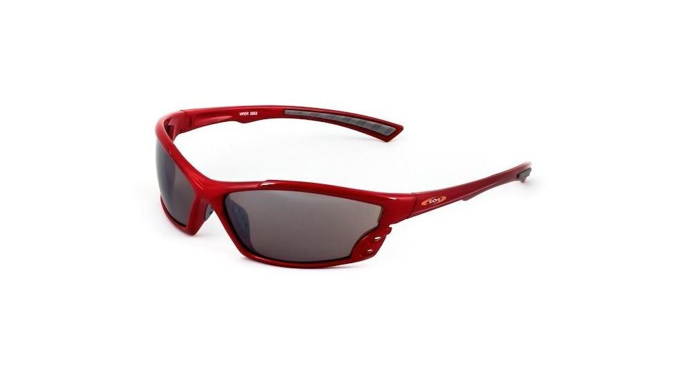 Sos Wraps / Viper Sunglasses, Frame - Metallic Red, Lens - Pc Decenter Brown-fm