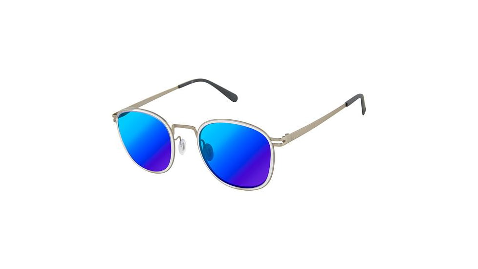 Sperry Top-Sider EXETER Sunglasses - Frame CRYSTAL/SILVER, Lens Color Navy Flash, Size 49/22mm SPEXETER01