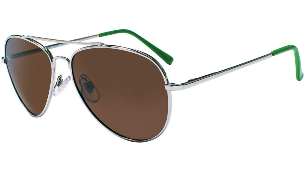 Sunbelt Maverick Sunglasses, Silver Frame, Brown Polarized Lens