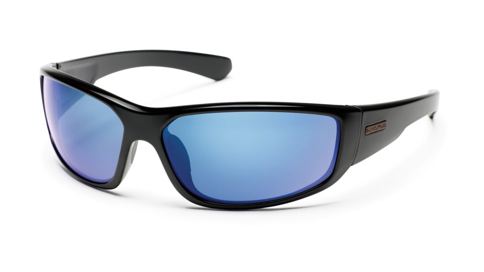 SunCloud Pursuit Sunglasses with Black Frames, Blue Mirror Lenses