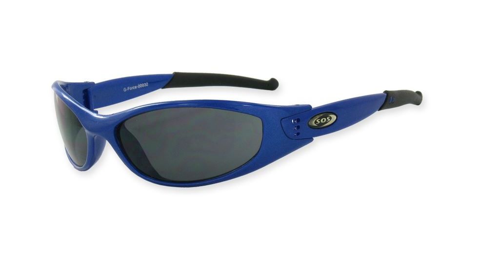 Sos Wraps / G-force Sunglasses, Frame - Aluminum Blue, Lens - Pc Smoke