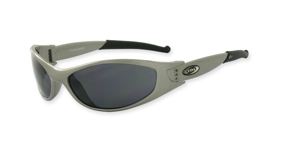 Sos Wraps / G-force Sunglasses, Frame - Metallic Silver, Lens - Pc Smoke