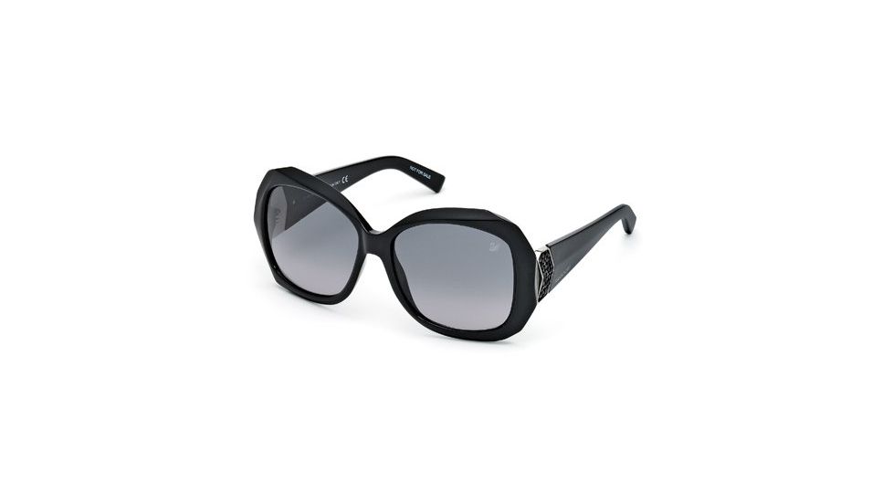 Swarovski SK0034 Sunglasses - Shiny Black Frame Color, Gradient Smoke Lens Color