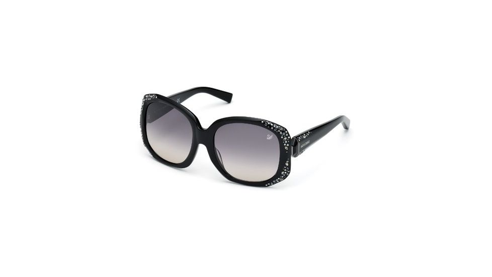 Swarovski SK0042 Sunglasses - Shiny Black Frame Color, Gradient Smoke Lens Color