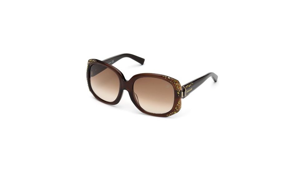 Swarovski SK0042 Sunglasses - Shiny Dark Brown Frame Color, Gradient Brown Lens Color