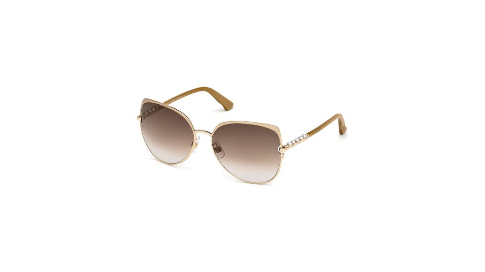 Swarovski SK0066 Sunglasses - Shiny Rose Gold Frame Color, Gradient Brown Lens Color