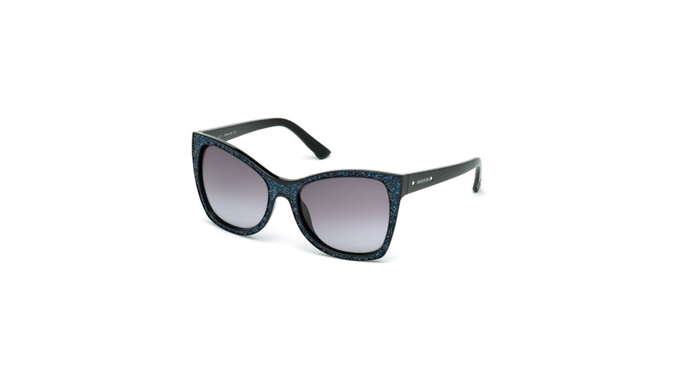 Swarovski SK0109 Sunglasses - Shiny Black Frame Color, Gradient Smoke Lens Color