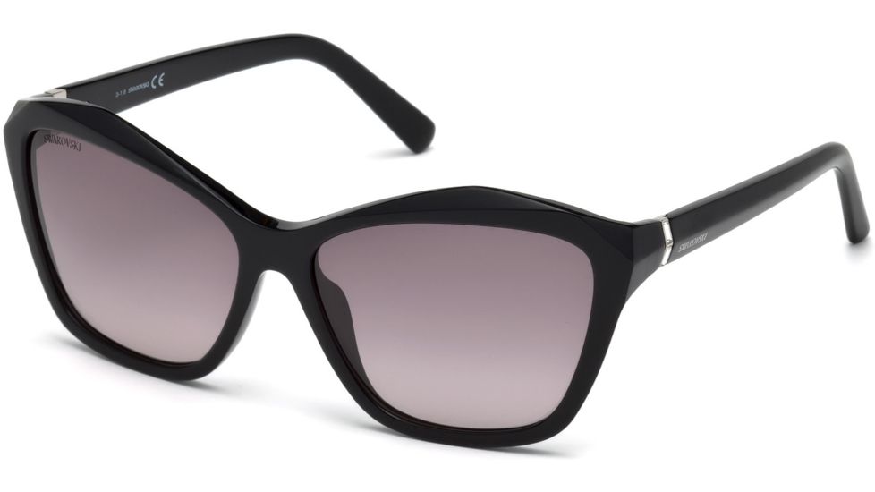 Swarovski SK0135 Sunglasses - Shiny Black Frame Color, Smoke Lens Color