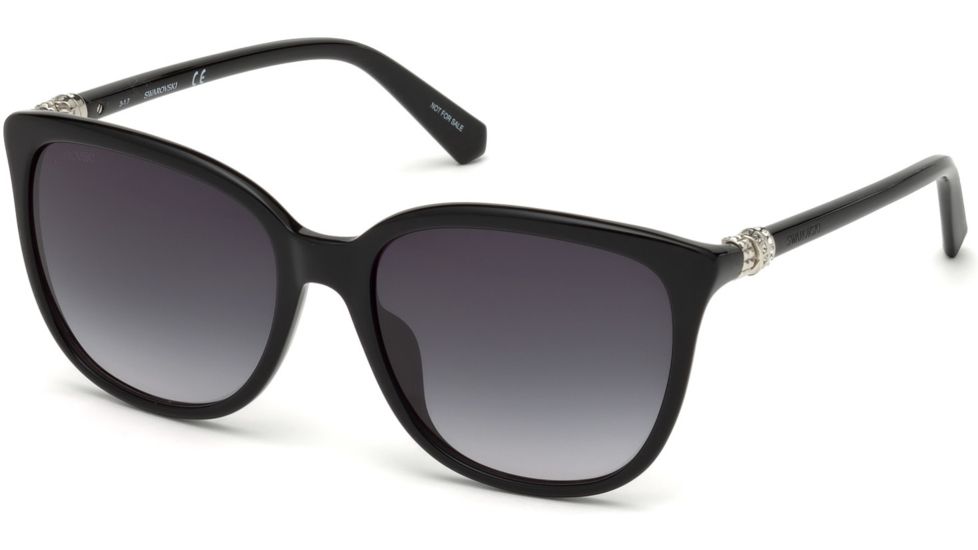 Swarovski SK0146-H Sunglasses - Shiny Black Frame, Gradient Smoke Lenses, 56 mm Lens Diameter SK0146-H5601B