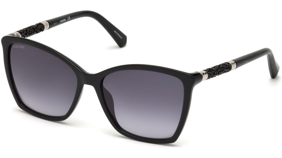 Swarovski SK0148 Sunglasses - Shiny Black Frame Color, Gradient Smoke Lens Color