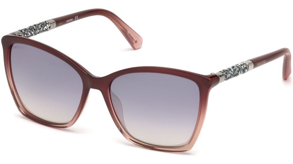 Swarovski SK0148 Sunglasses - Shiny Bordeaux Frame Color, Smoke Mirror Lens Color