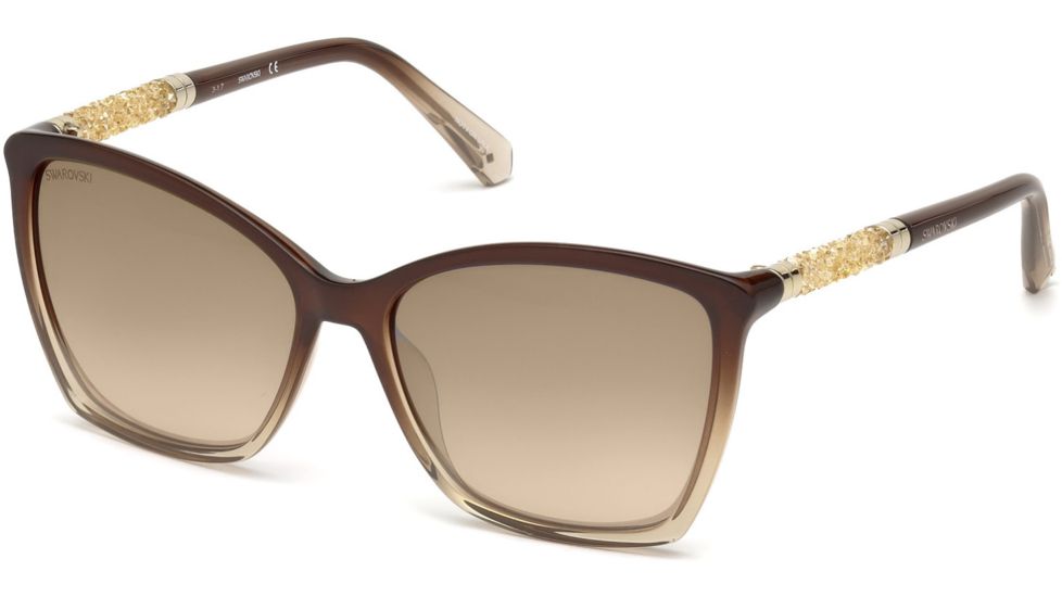 Swarovski SK0148 Sunglasses - Shiny Dark Brown Frame Color, Brown Mirror Lens Color