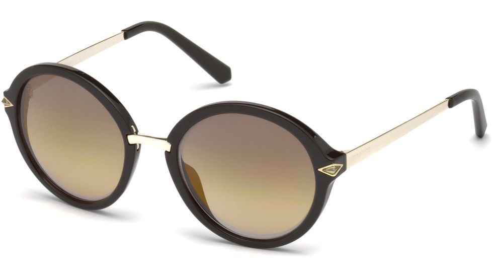 Swarovski SK0153 Sunglasses - Shiny Dark Brown Frame Color, Brown Mirror Lens Color