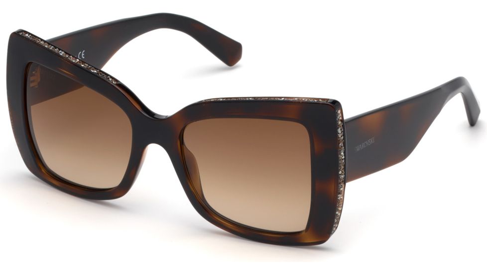Swarovski SK0203 Sunglasses - Dark Havana Frame Color, Gradient Brown Lens Color