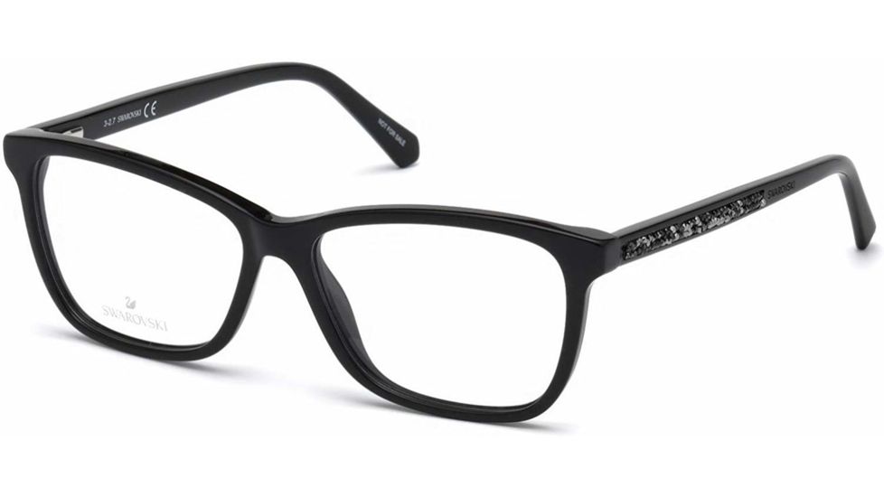 Swarovski SK5265-F Prescription Eyeglasses - Shiny Black Frame, Shiny Black Lenses, 54 mm Lens Diameter SK5265-F54001